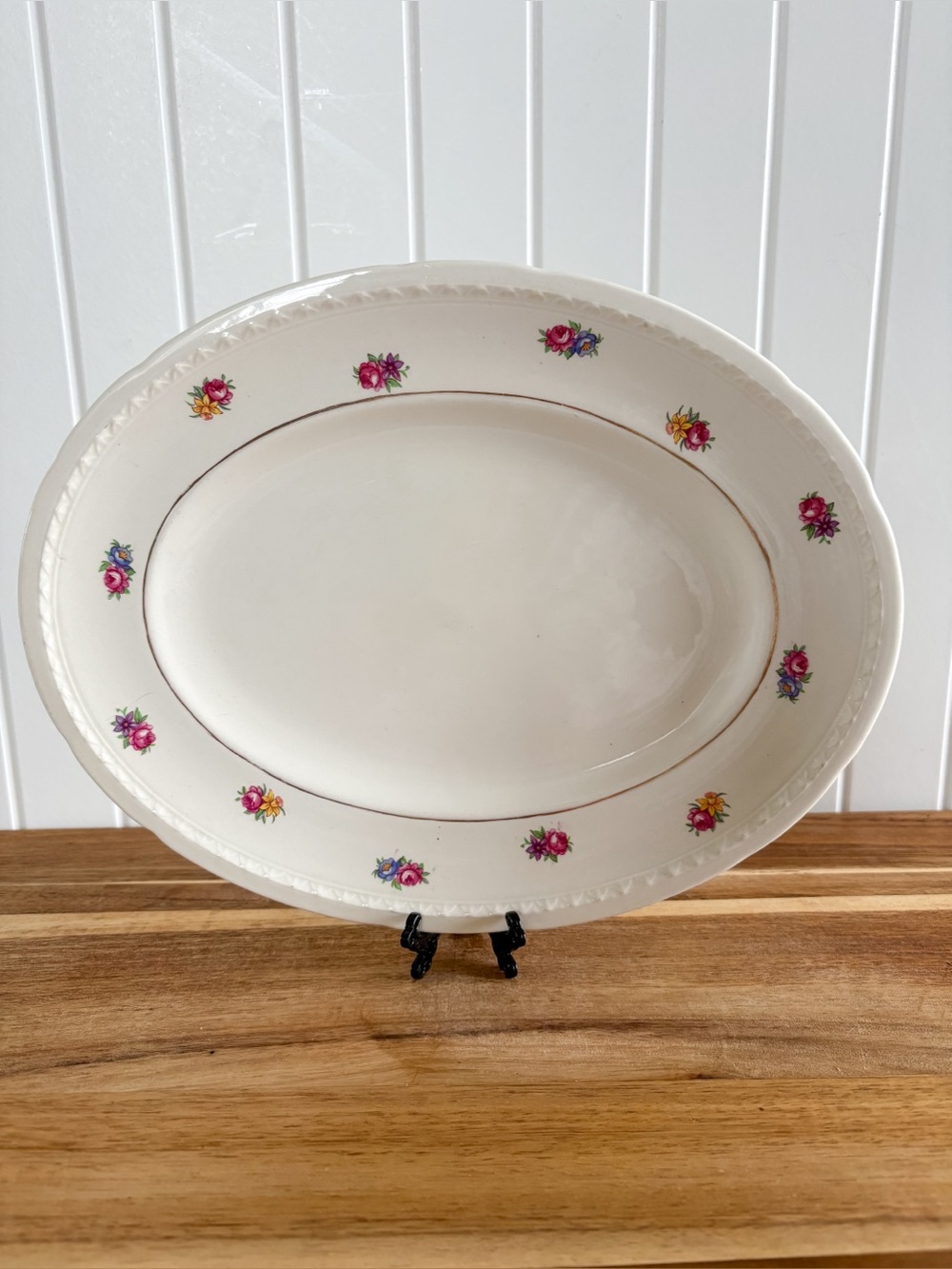 Vintage Swinnertons Majestic Vellum Floral Oval Platter England 11.5”